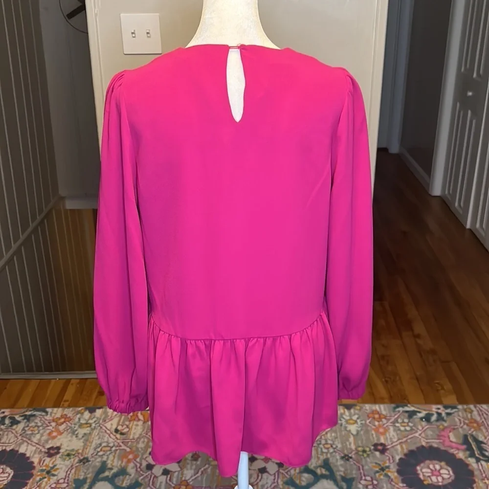 Tuckernuck Pomander Place Carlota Peplum Blouse in Fuchsia Pink New Size XS